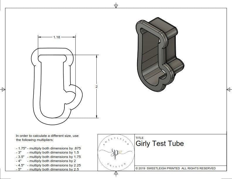 Girly Test Tube Cookie Cutter - Sweetleigh 