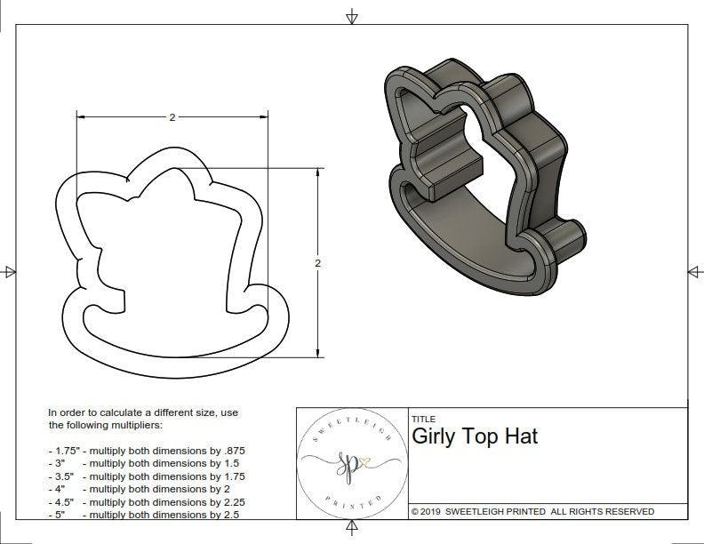 Girly Top Hat Cookie Cutter - Sweetleigh 