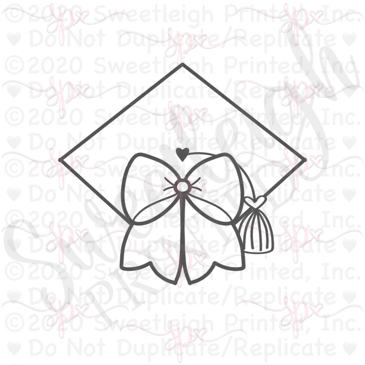 Girly Top View Grad Cap Cookie Cutter - Sweetleigh 
