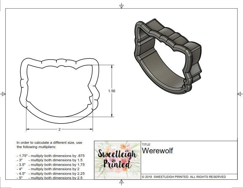 Girly Werewolf Face Cookie Cutter - Sweetleigh 