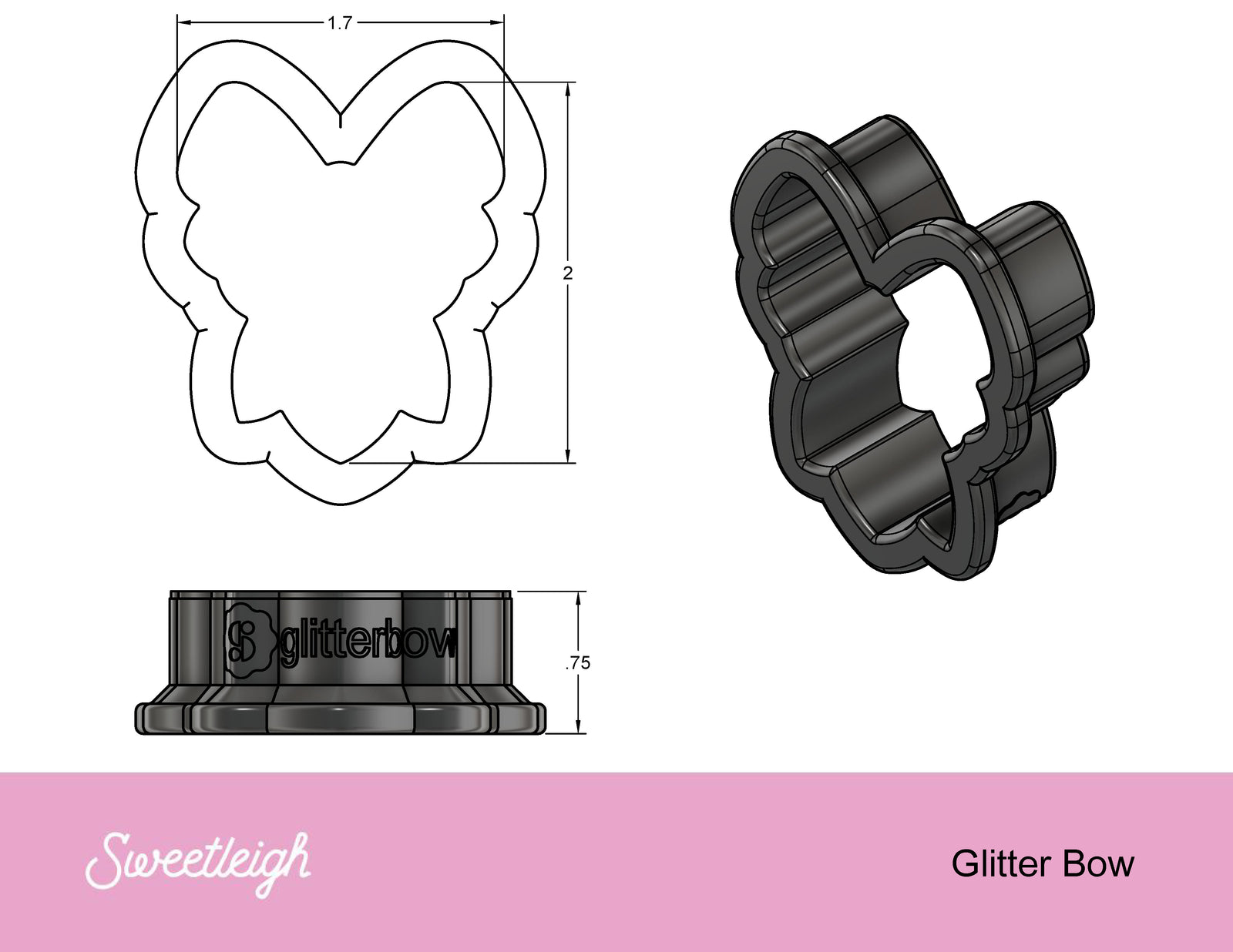 Glitter Bow Cookie Cutter - Sweetleigh 