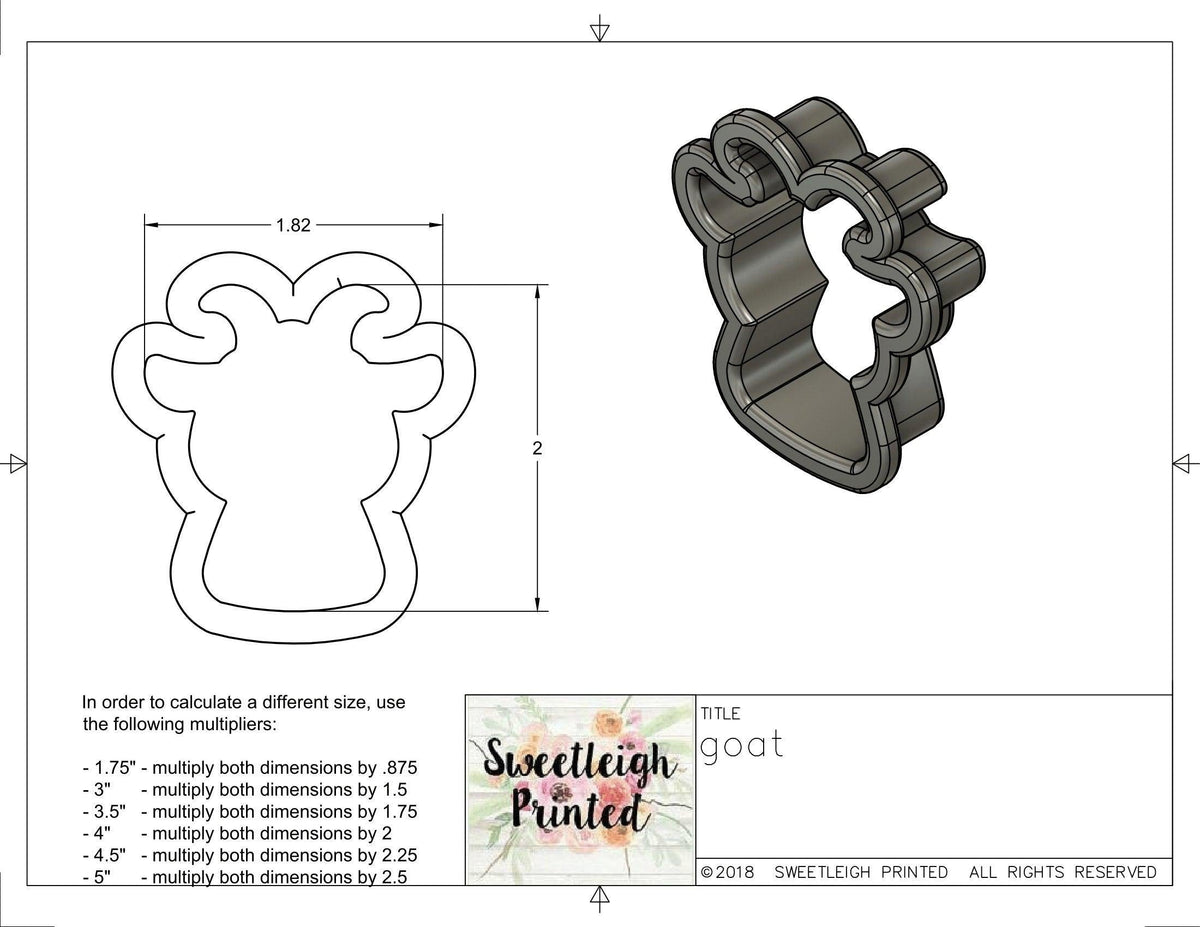 Goat Cookie Cutter - Sweetleigh 