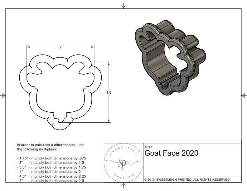 Goat Face 2020 Cookie Cutter - Sweetleigh 