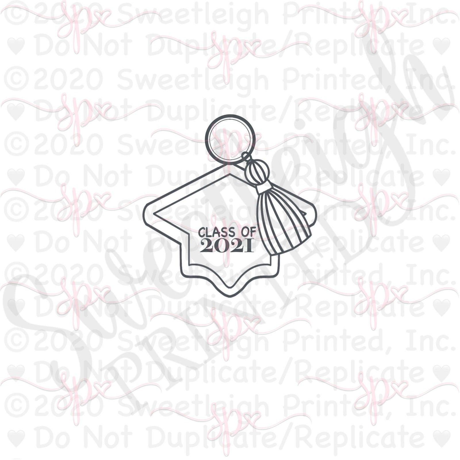 Grad Cap Key Chain with Tassel Cookie Cutter - Sweetleigh 