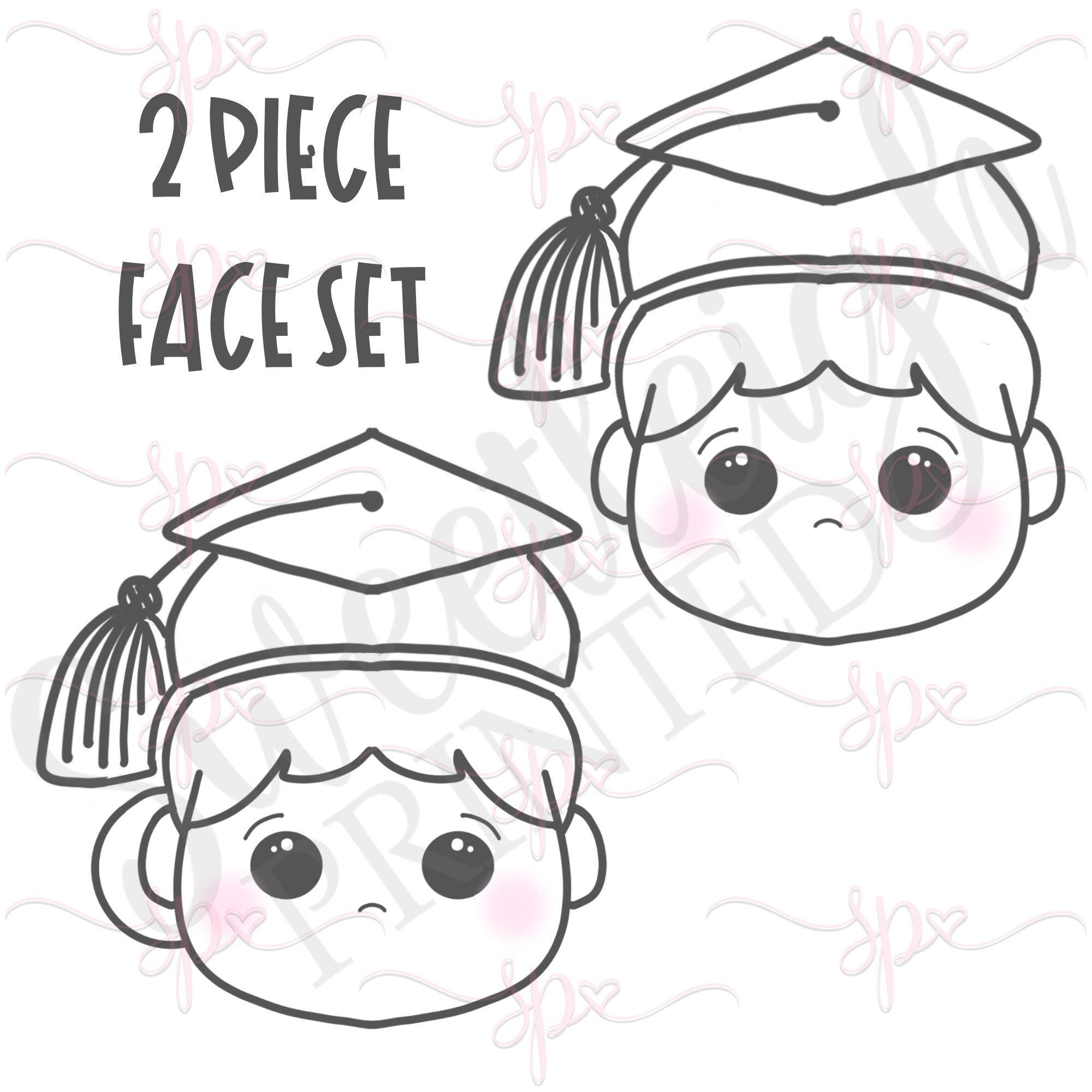 Grad Face 2 Piece Cookie Cutter Set - Sweetleigh 