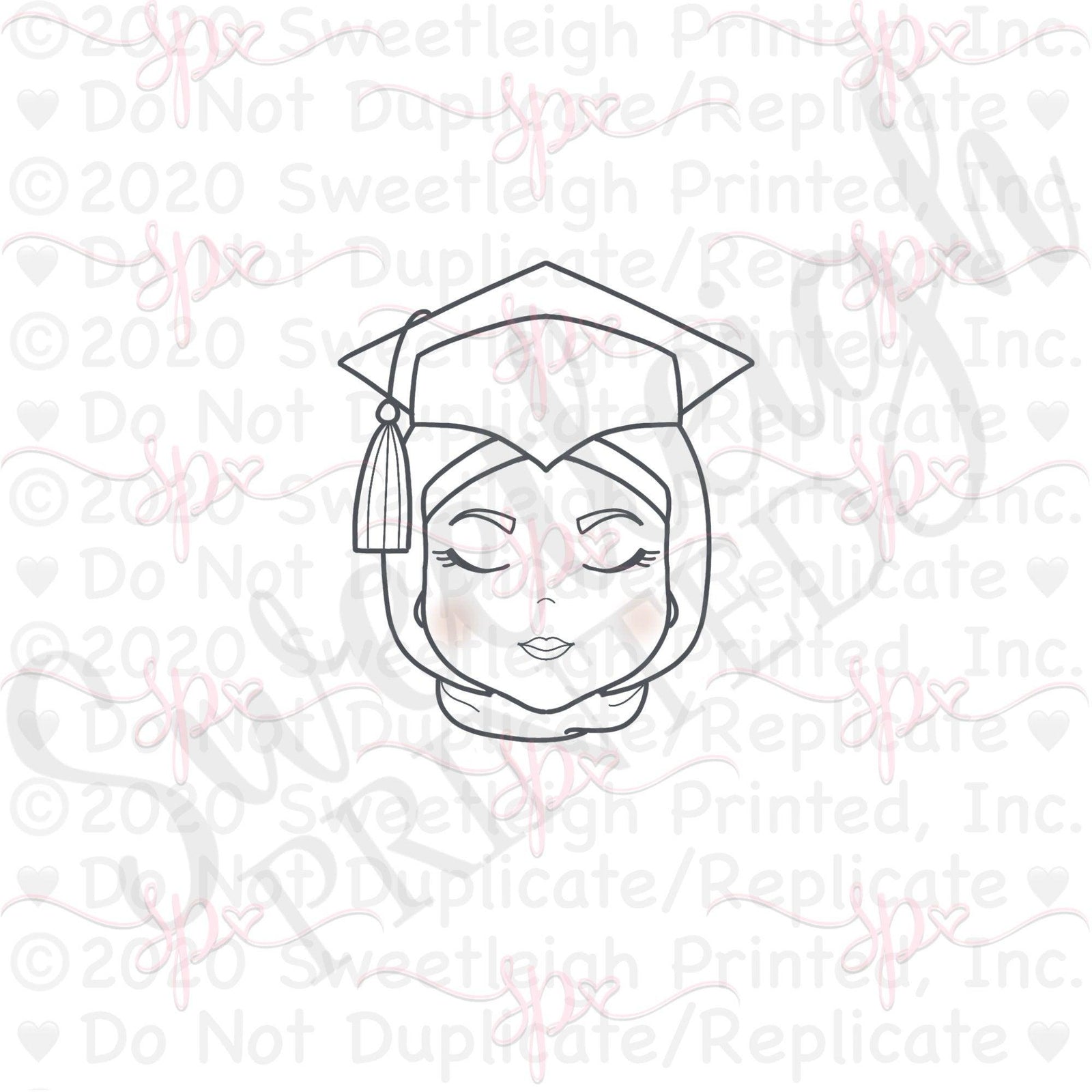 Grad Girl Face with Hijab Cookie Cutter - Sweetleigh 
