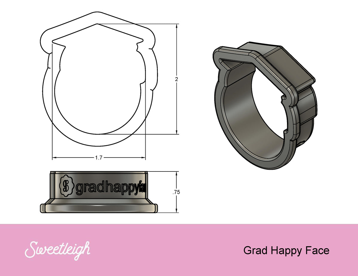 Grad Happy Face Cookie Cutter