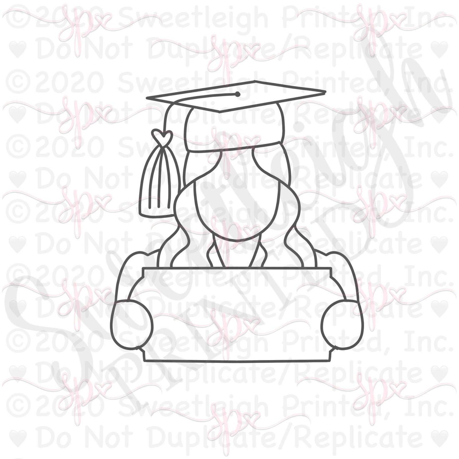 Graduate Girl Plaque Cookie Cutter - Sweetleigh 