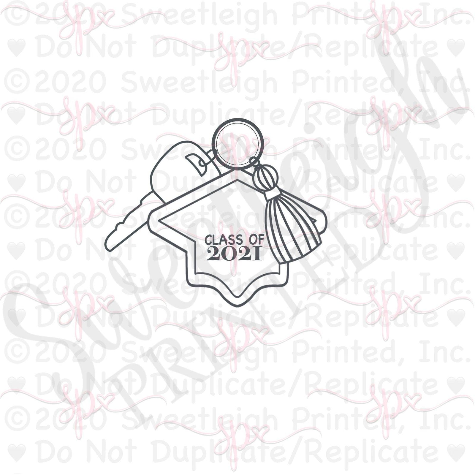 Graduate key chain with Tassel Cookie Cutter - Sweetleigh 