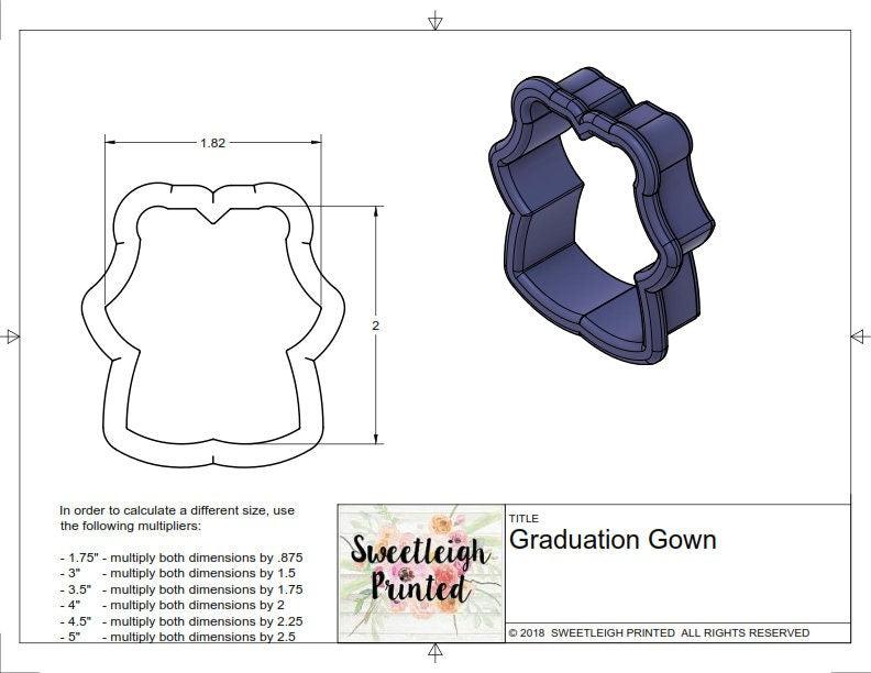 Graduation Gown Cookie Cutter - Sweetleigh 