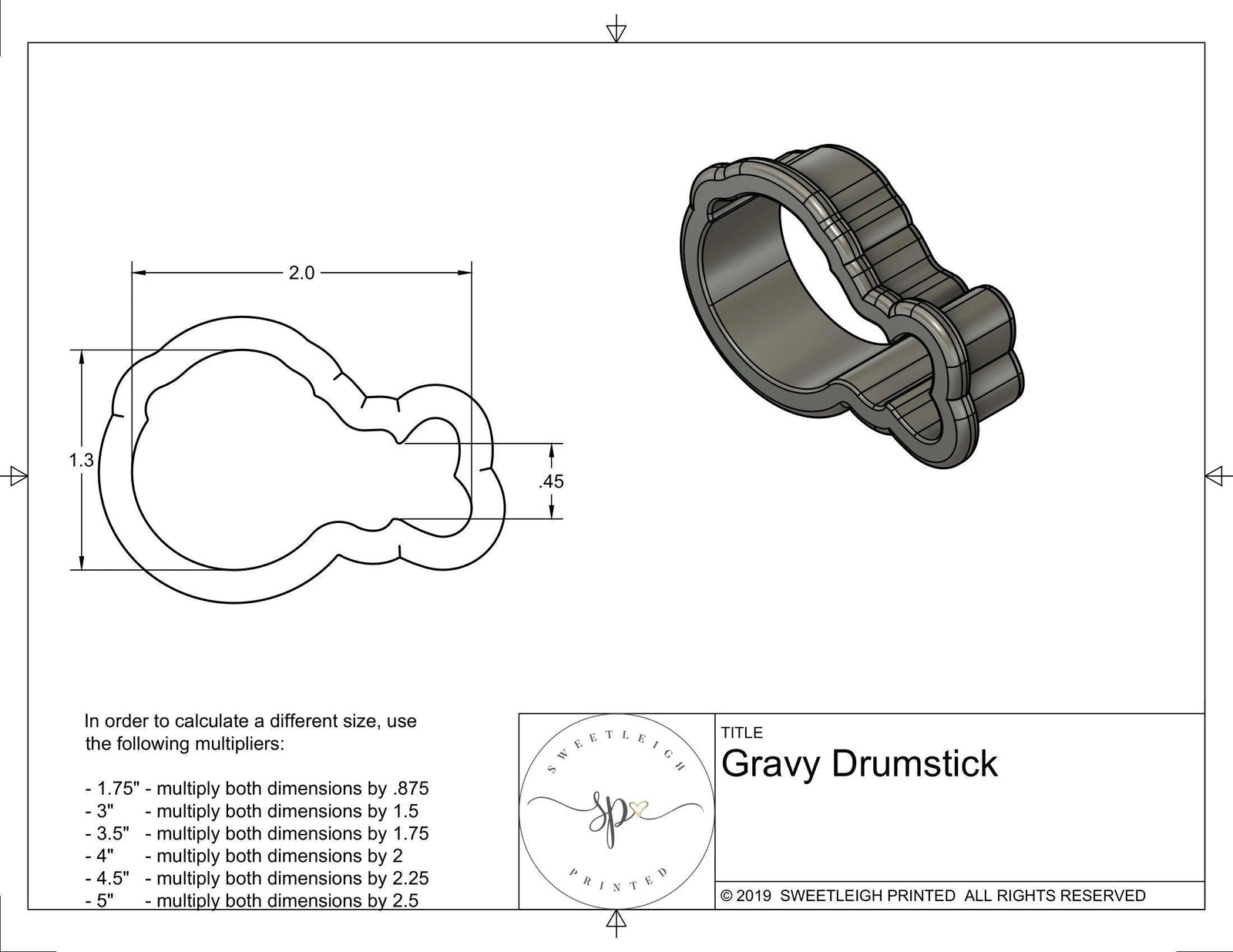 Gravy Drumstick Cookie Cutter - Sweetleigh 