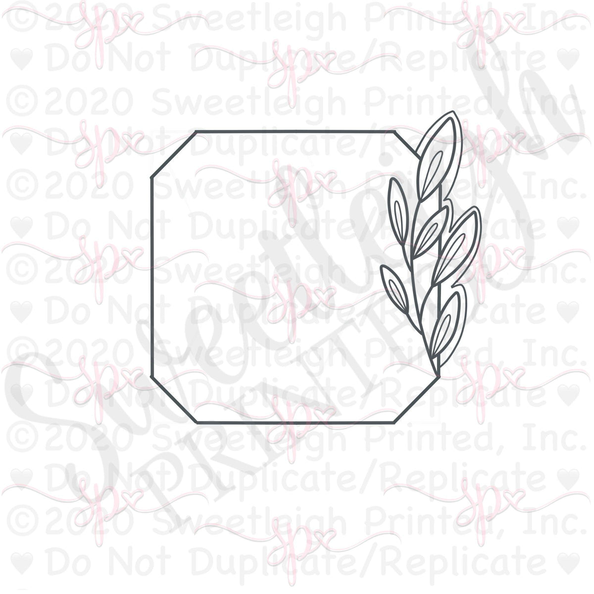 Greenery Beveled Square Cookie Cutter - Sweetleigh 