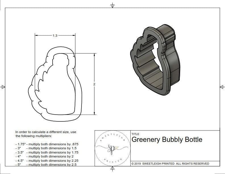Greenery Bubbly Bottle Cookie Cutter - Sweetleigh 