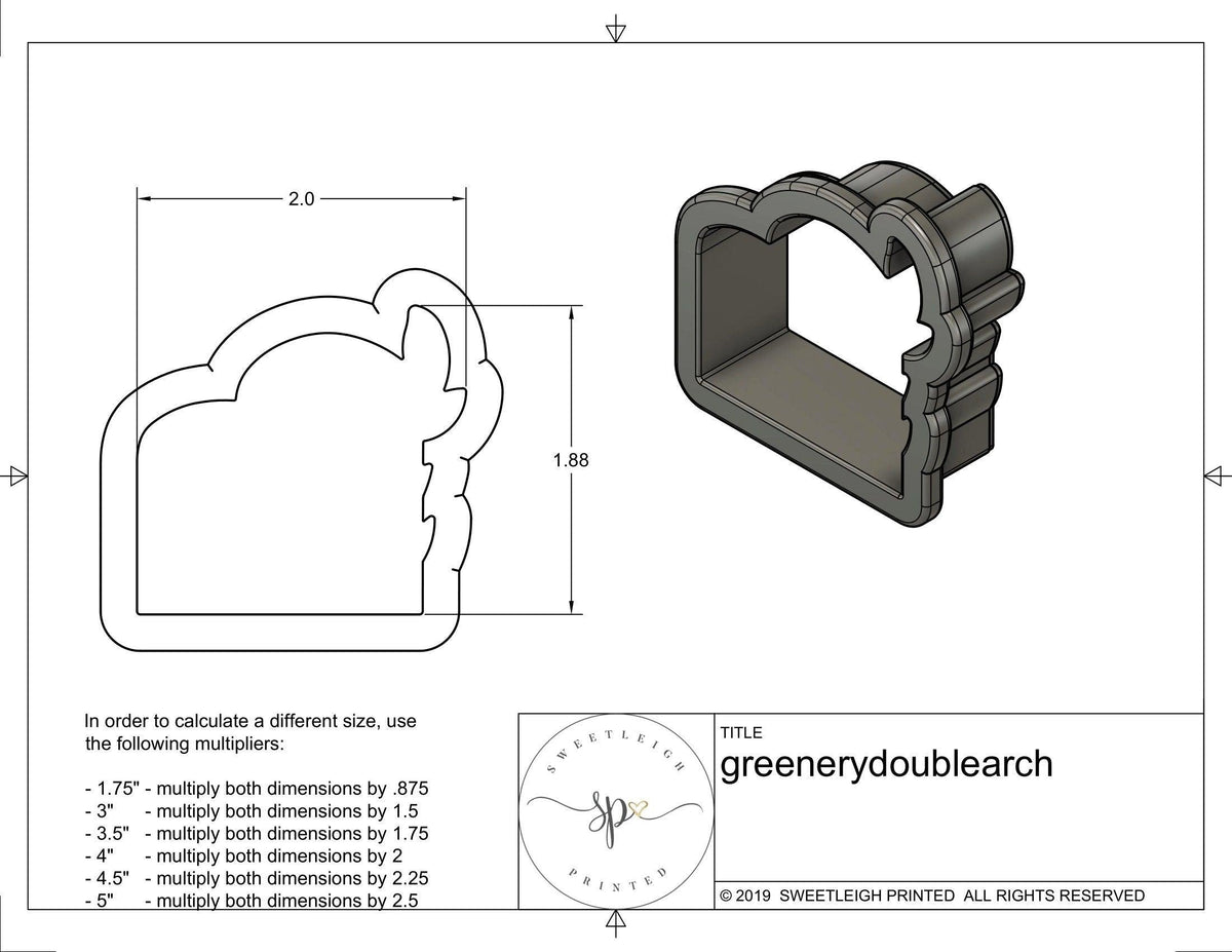 Greenery Double Arch Cookie Cutter - Sweetleigh 