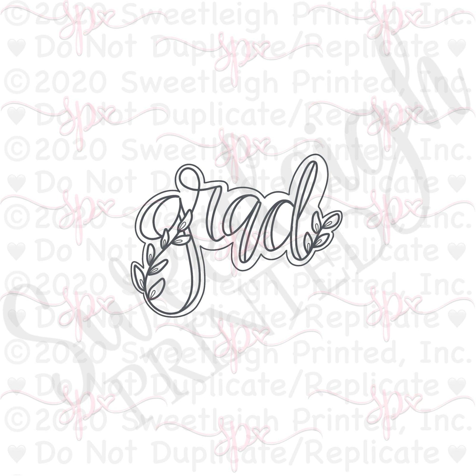 Greenery "grad" Word Cookie Cutter - Sweetleigh 