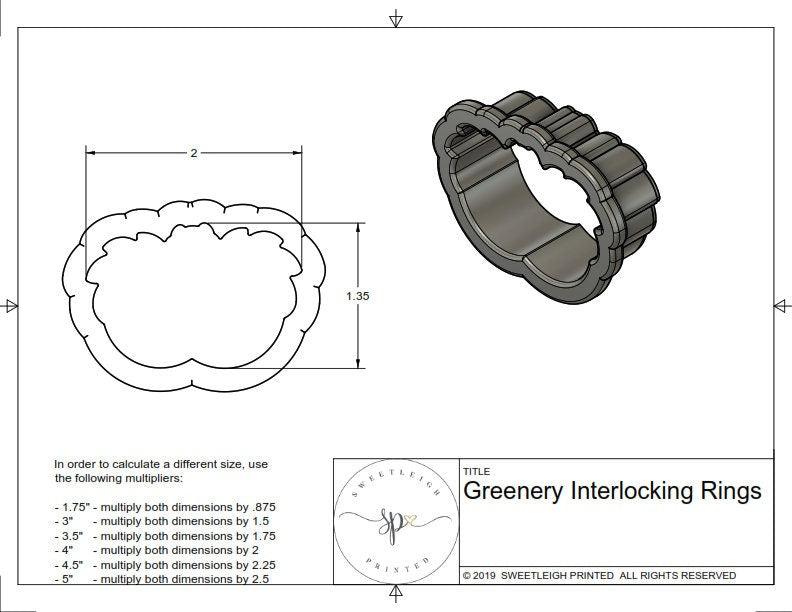 Greenery Interlocking Rings Cookie Cutter - Sweetleigh 
