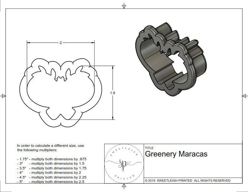 Greenery Maracas Cookie Cutter - Sweetleigh 