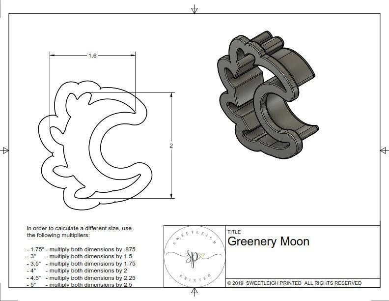 Greenery Moon Cookie Cutter - Sweetleigh 