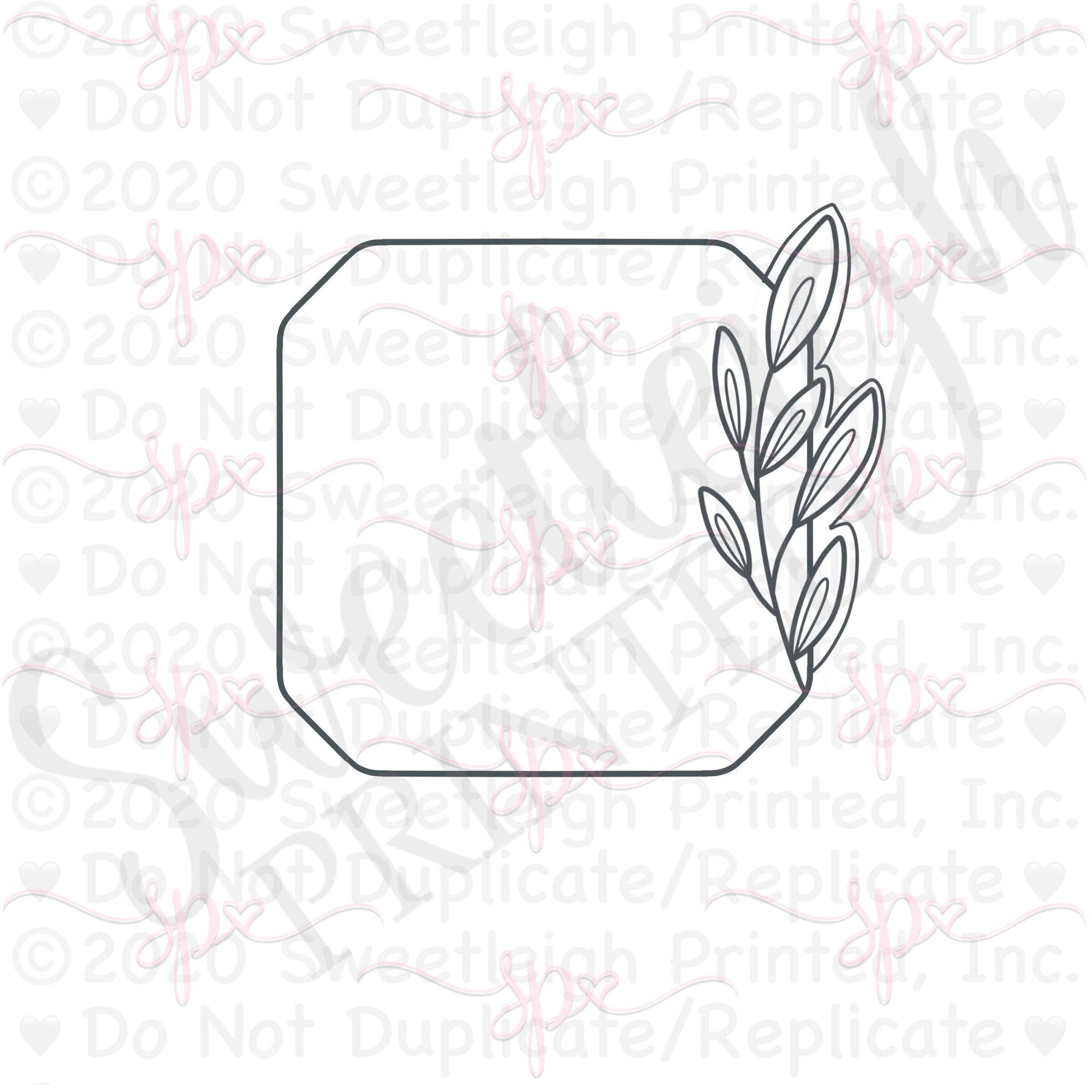 Greenery Rounded Beveled Square Cookie Cutter - Sweetleigh 