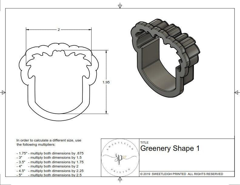 Greenery Shape 1 Cookie Cutter - Sweetleigh 