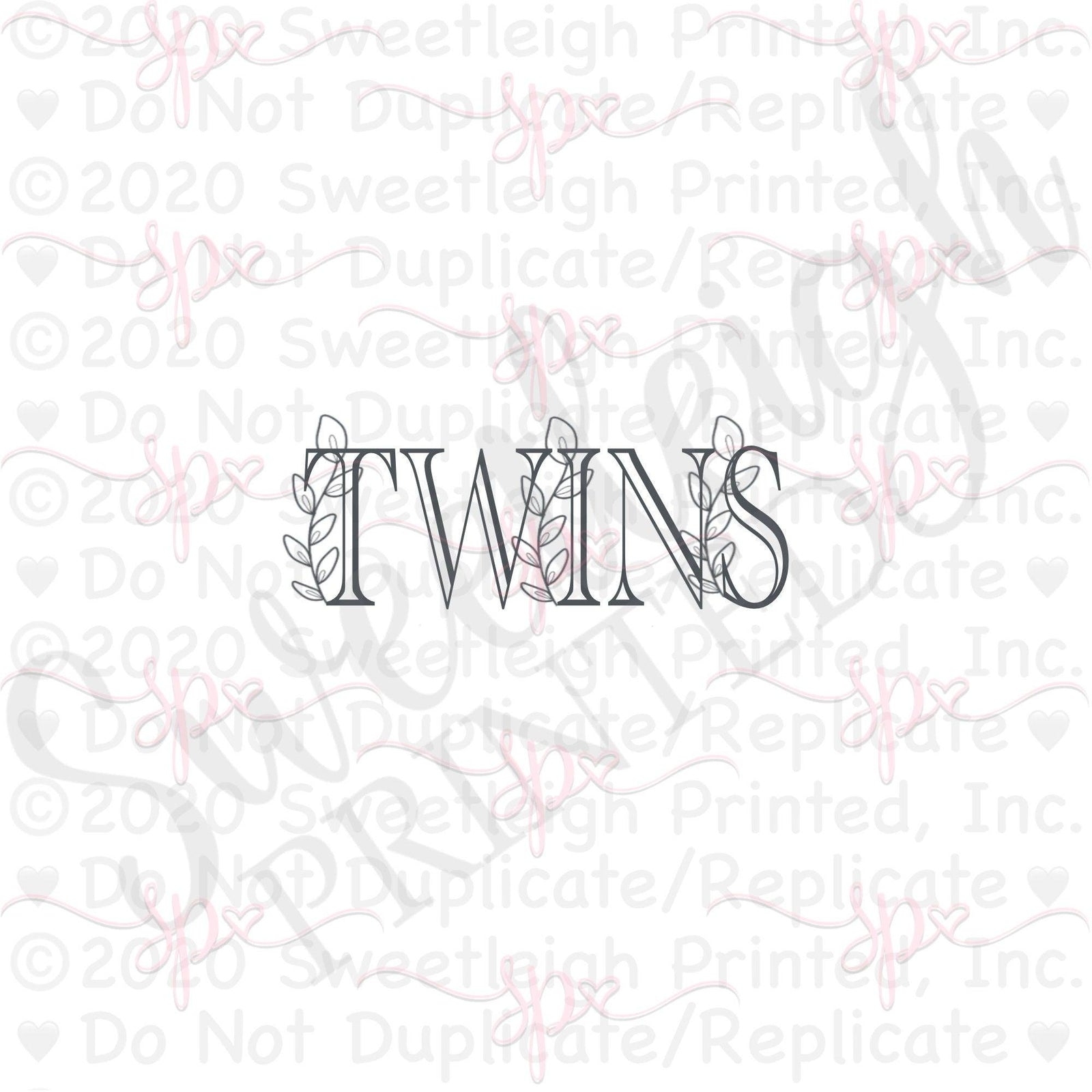 Greenery TWINS Lettering Cookie Cutter - Sweetleigh 