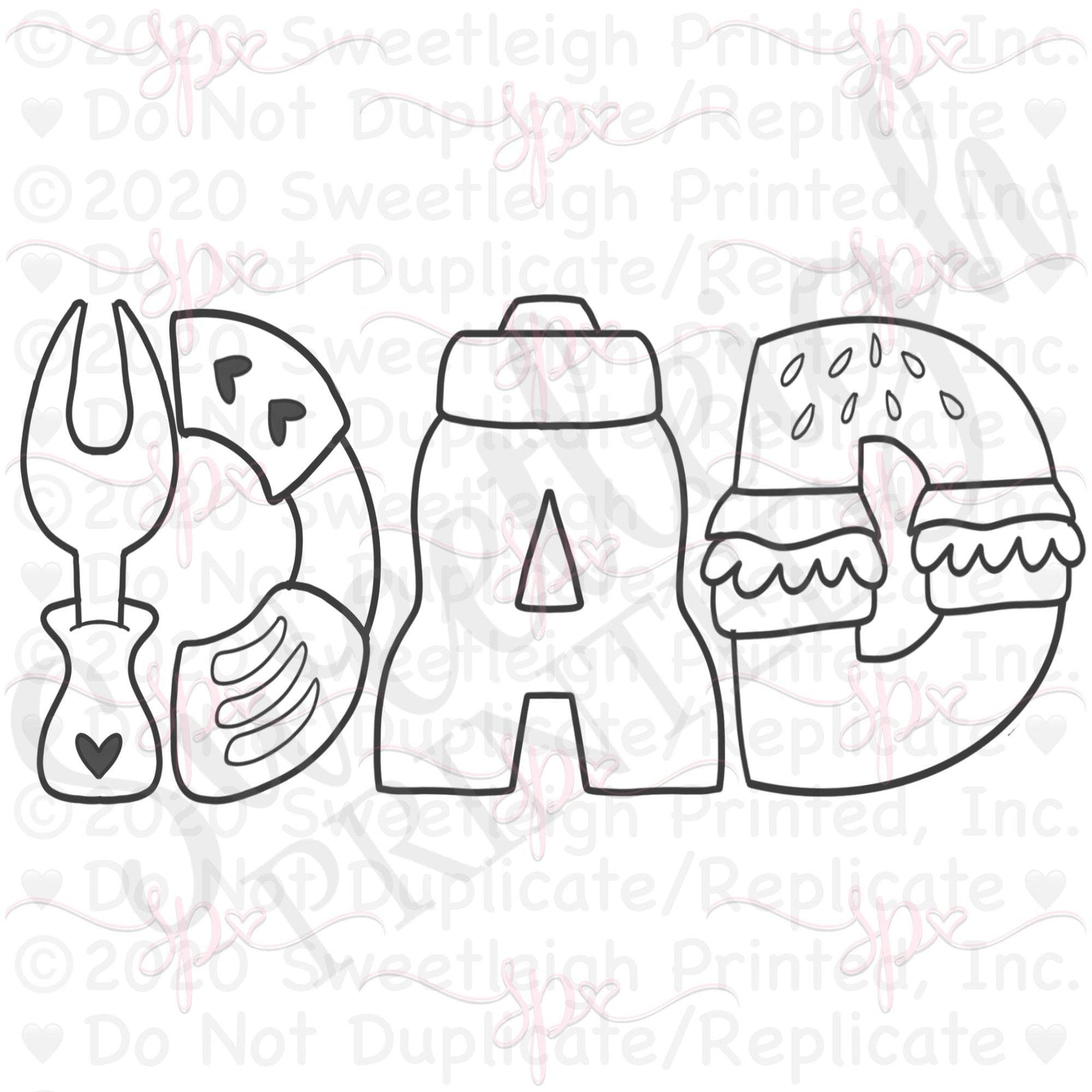 Grill/BBQ DAD Letter Cookie Cutter Set - Sweetleigh 