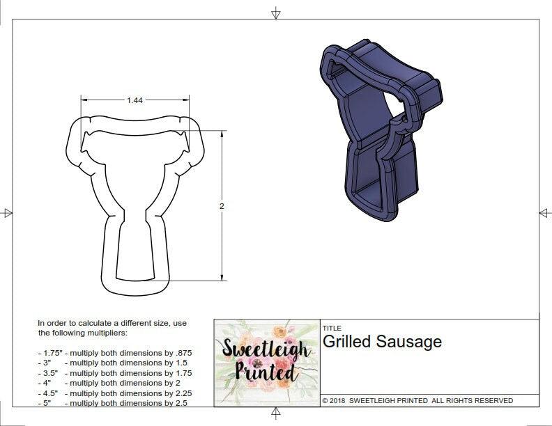 Grilled Sausage Cookie Cutter - Sweetleigh 