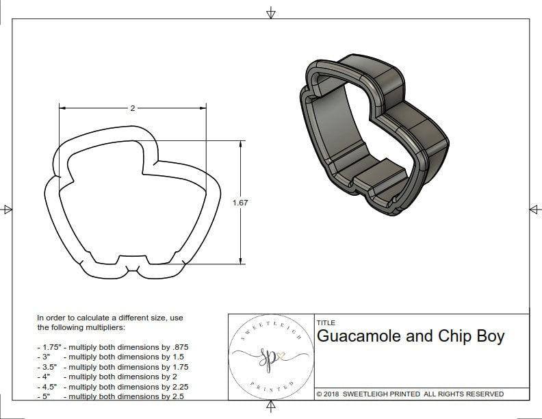 Guacamole and Chip Cookie Cutter - Sweetleigh 