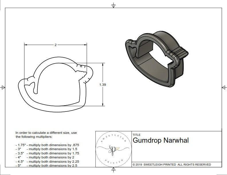 Gumdrop the Narwhal Cookie Cutter - Sweetleigh 