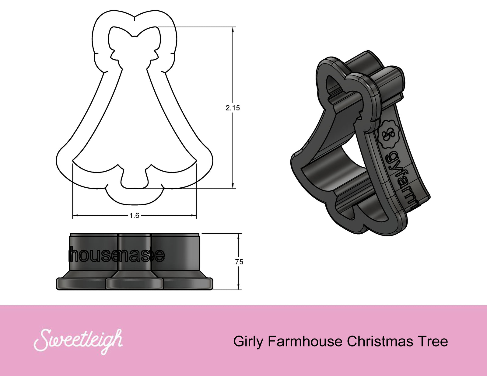 Girly Farmhouse Christmas Tree Cookie Cutter - Sweetleigh 