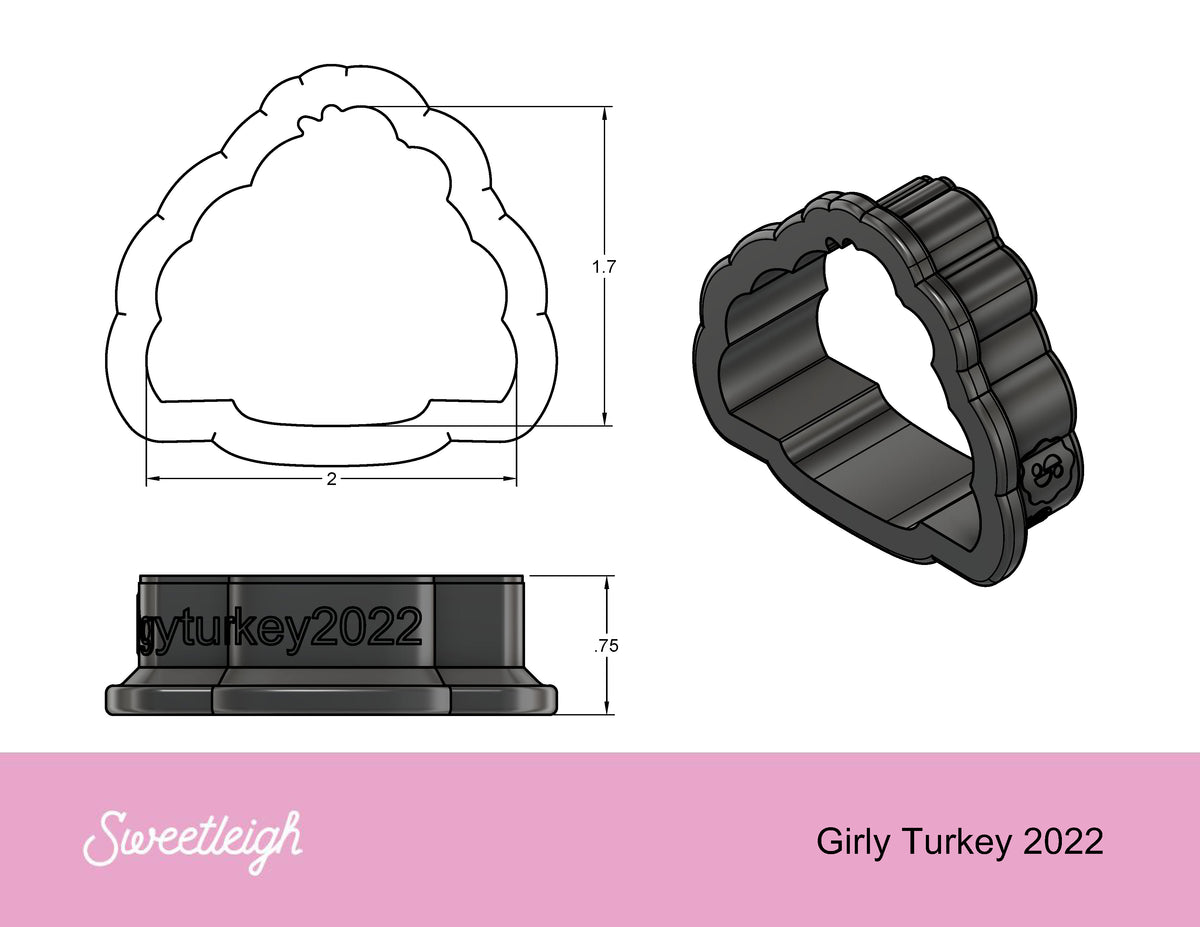 Girly Turkey 2022 Cookie Cutter