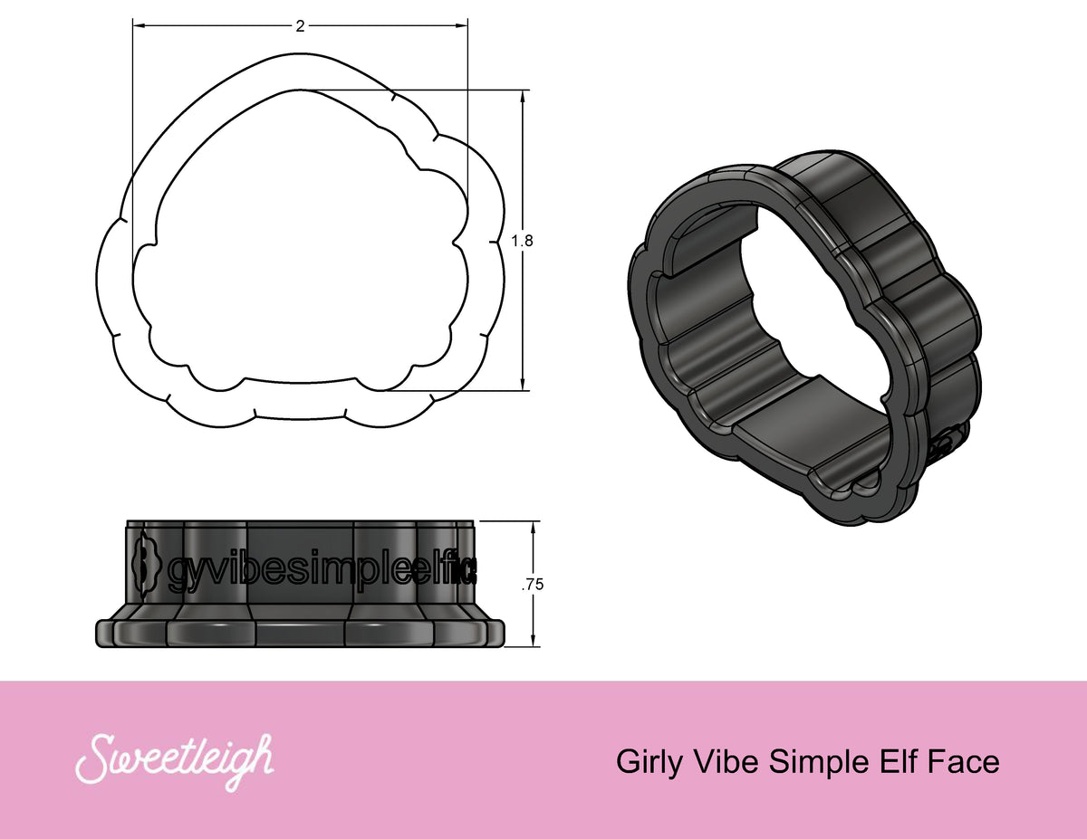 Girly Vibe Simple Elf Face Cookie Cutter