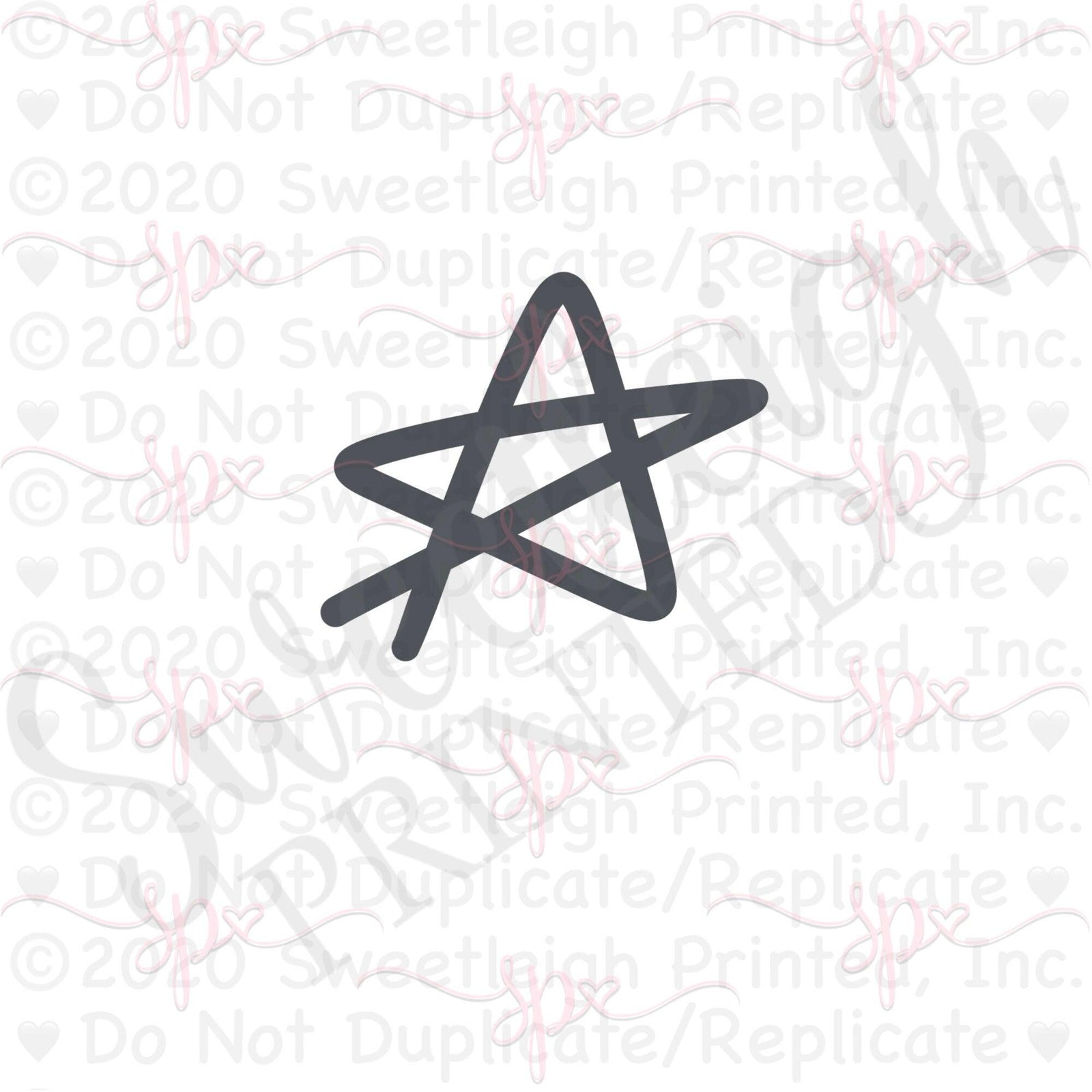 Hand Drawn Star 1 Cookie Cutter - Sweetleigh 