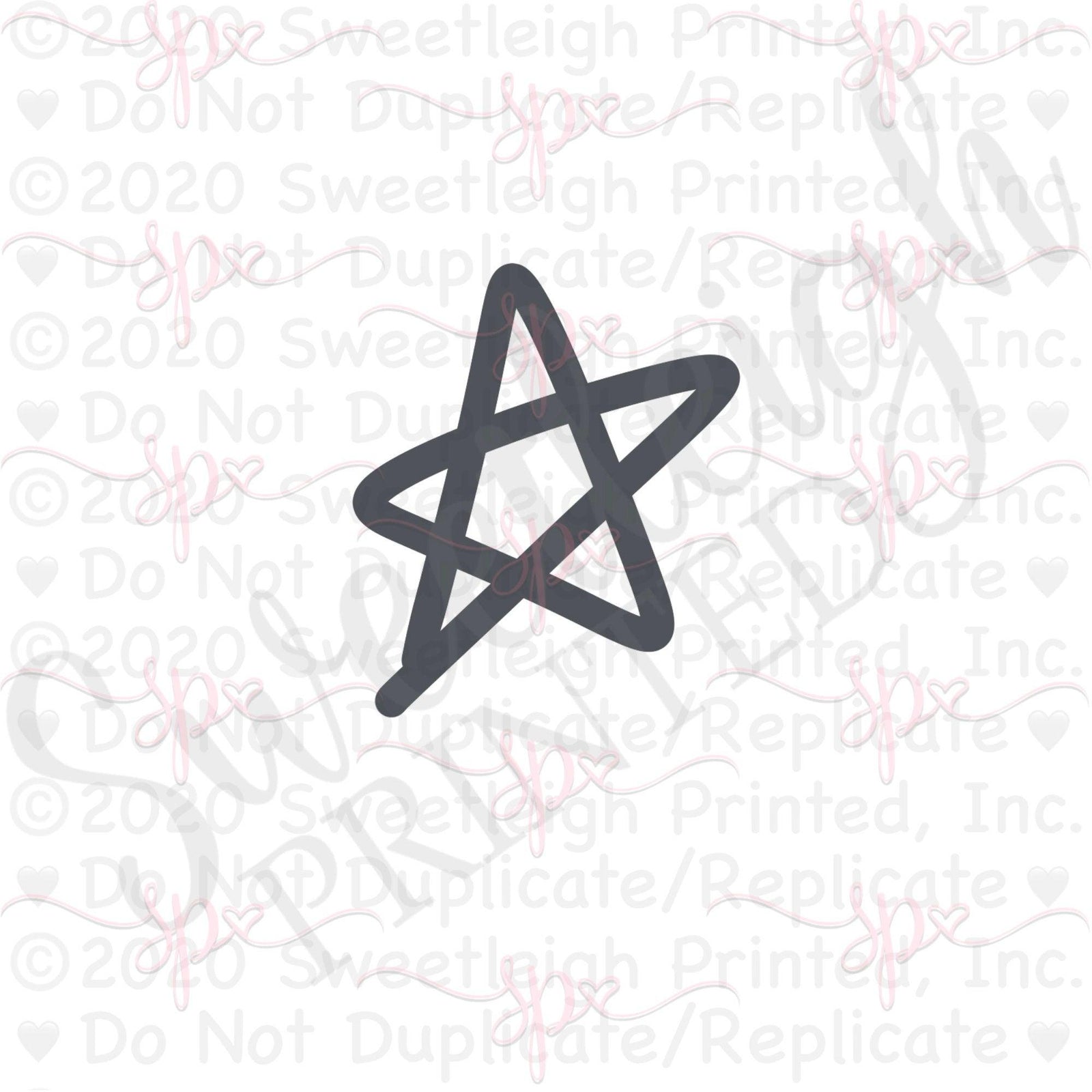 Hand Drawn Star 2 Cookie Cutter - Sweetleigh 