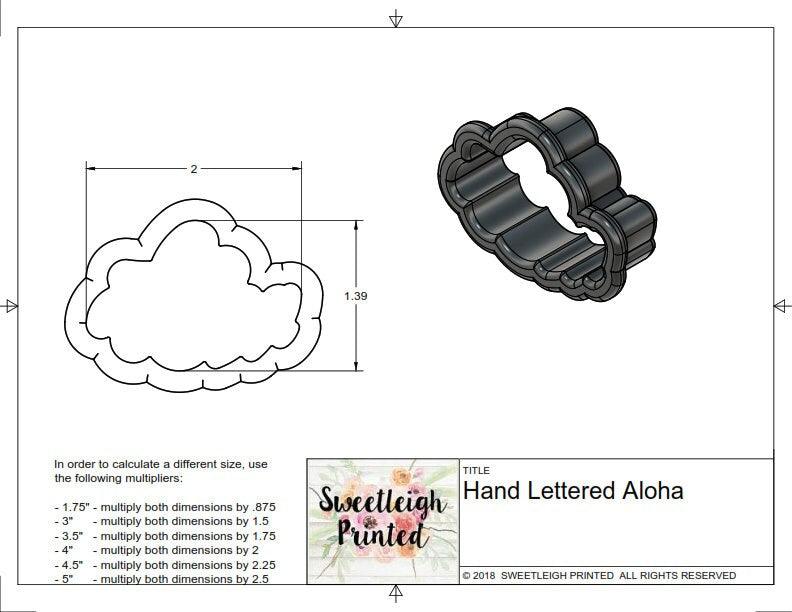 Hand Lettered Aloha Cookie Cutter - Sweetleigh 
