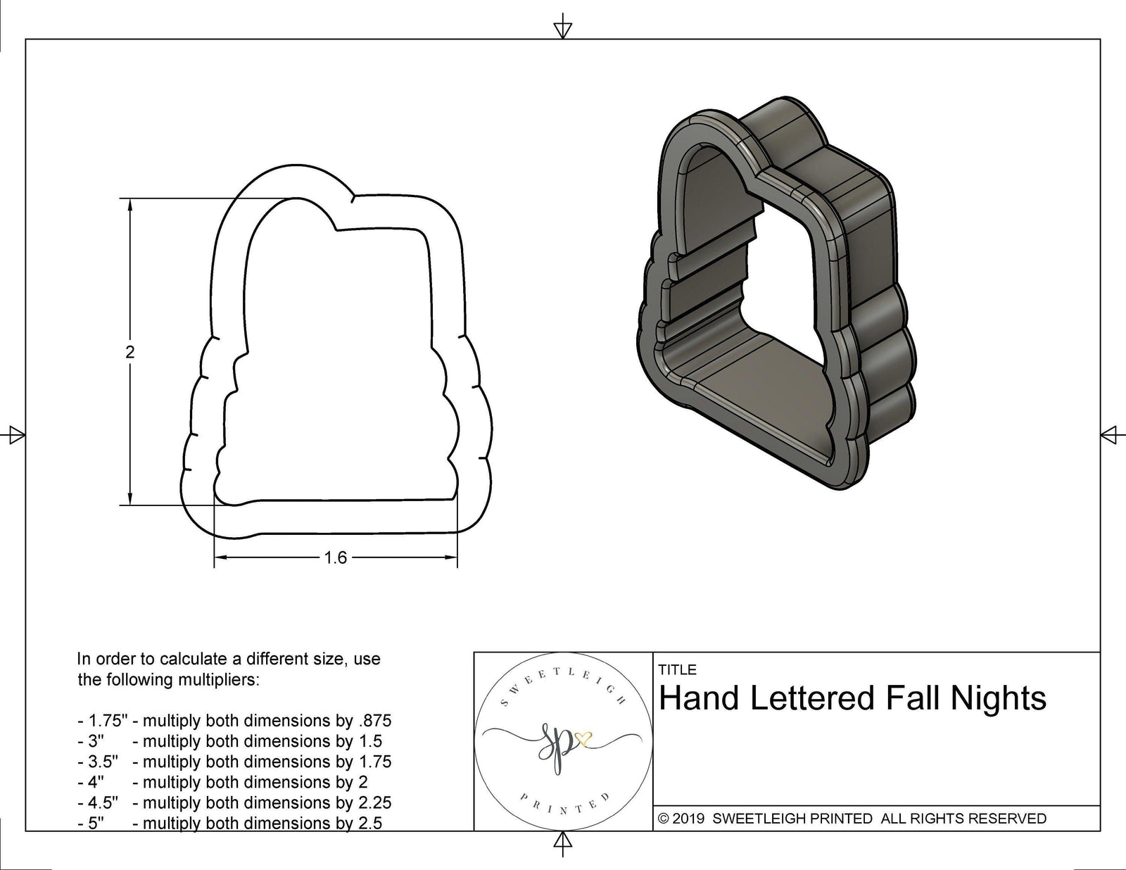 Hand Lettered Fall Nights Cookie Cutter - Sweetleigh 