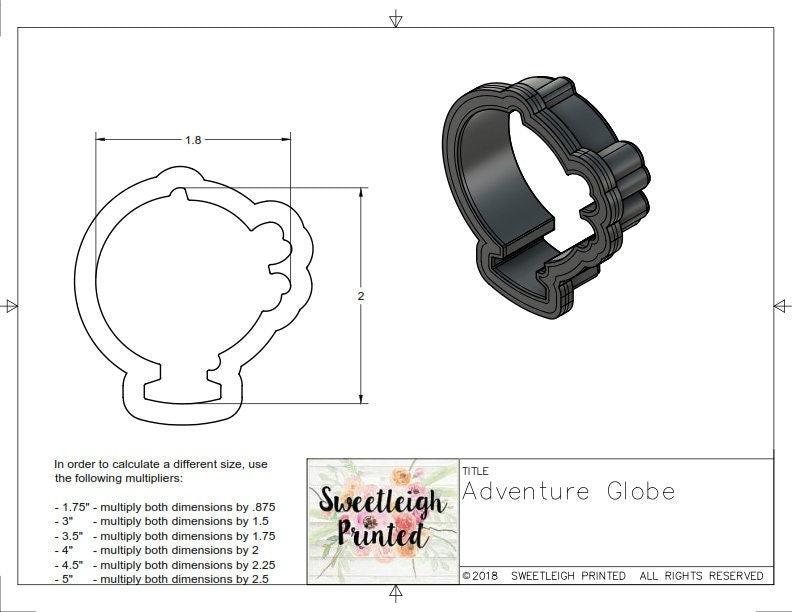 Hand Lettered Globe Cookie Cutter - Sweetleigh 