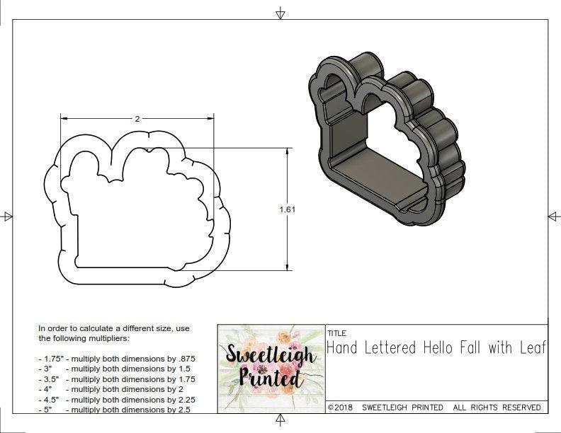 Hand Lettered Hello Fall with Leaf Cookie Cutter - Sweetleigh 