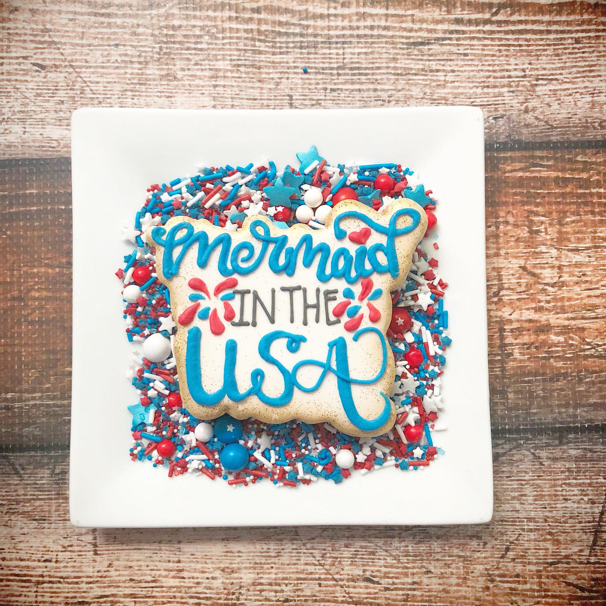 Hand Lettered Mermaid in the USA Cookie Cutter - Sweetleigh 