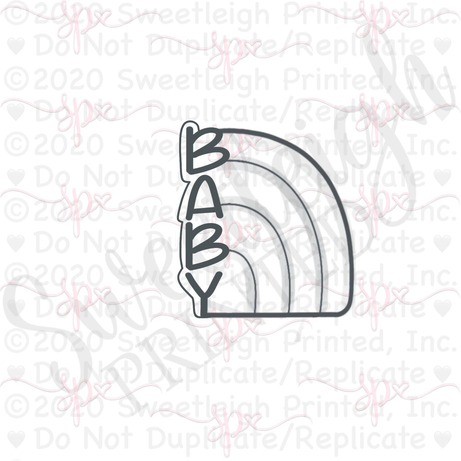 Hand Lettered Rainbow Baby Cookie Cutter - Sweetleigh 