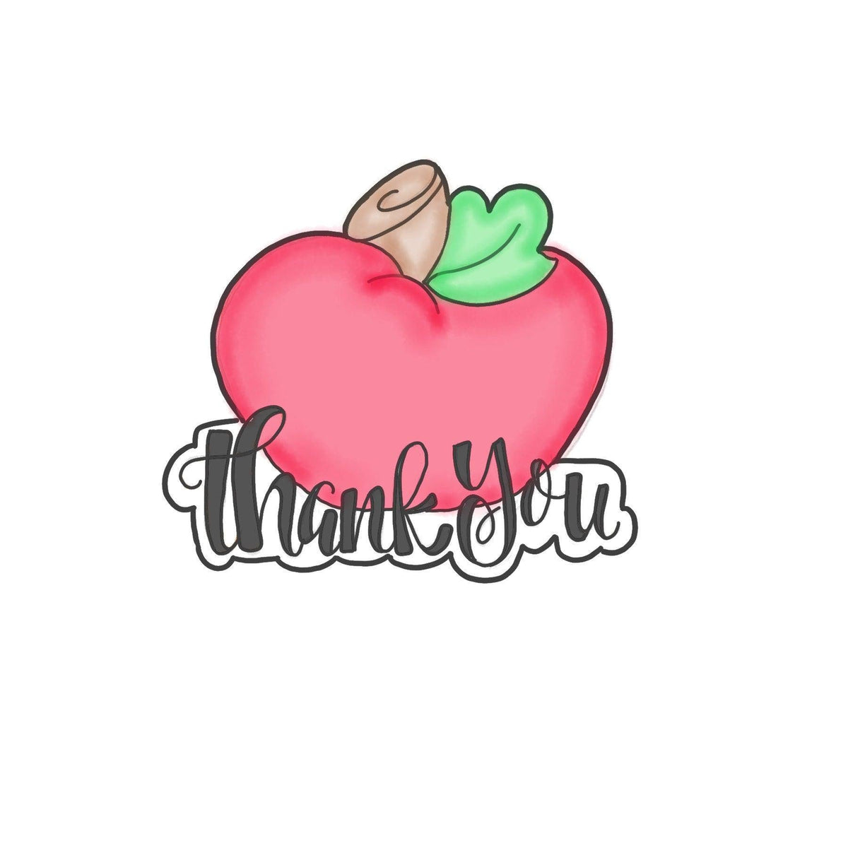 Hand Lettered Thank You Apple 2019 Cookie Cutter - Sweetleigh 