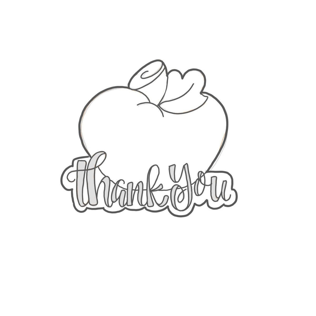 Hand Lettered Thank You Apple 2019 Cookie Cutter - Sweetleigh 