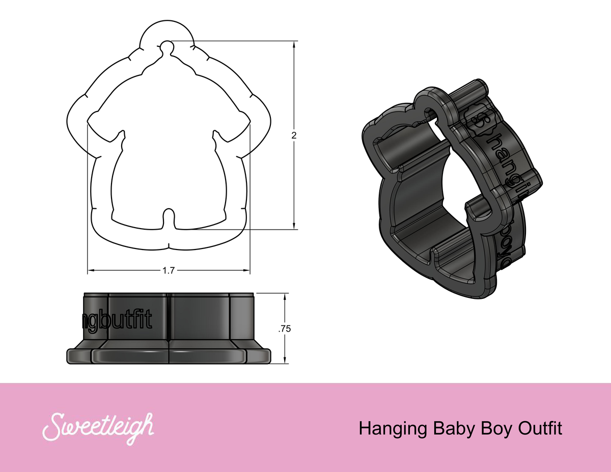 Hanging Baby Boy Outfit Cookie Cutter