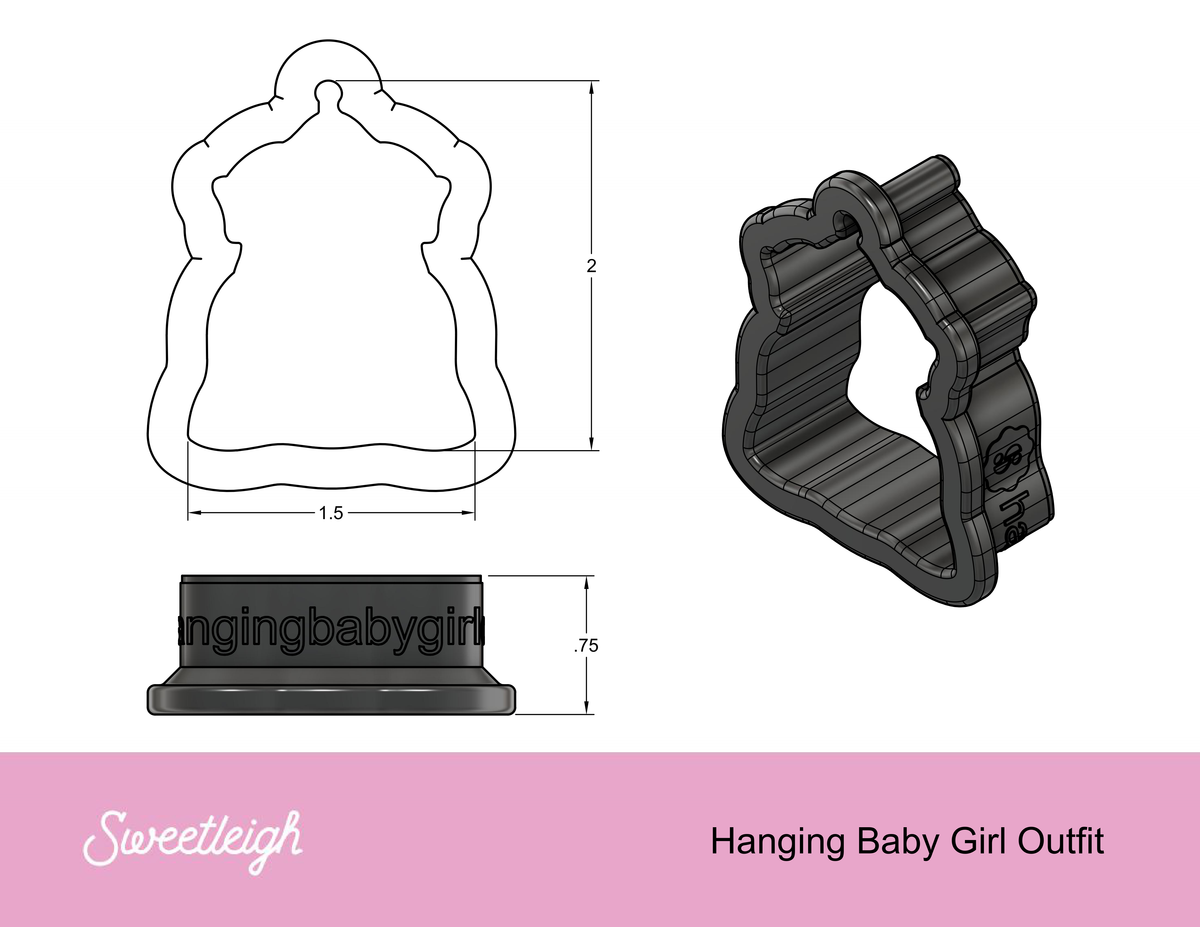 Hanging Baby Girl Dress Cookie Cutter