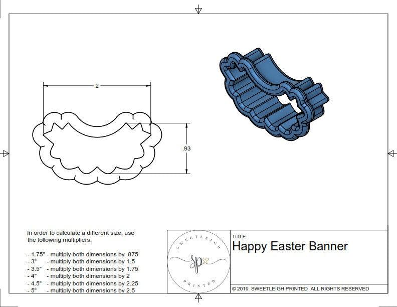 Happy Easter Banner Cookie Cutter - Sweetleigh 