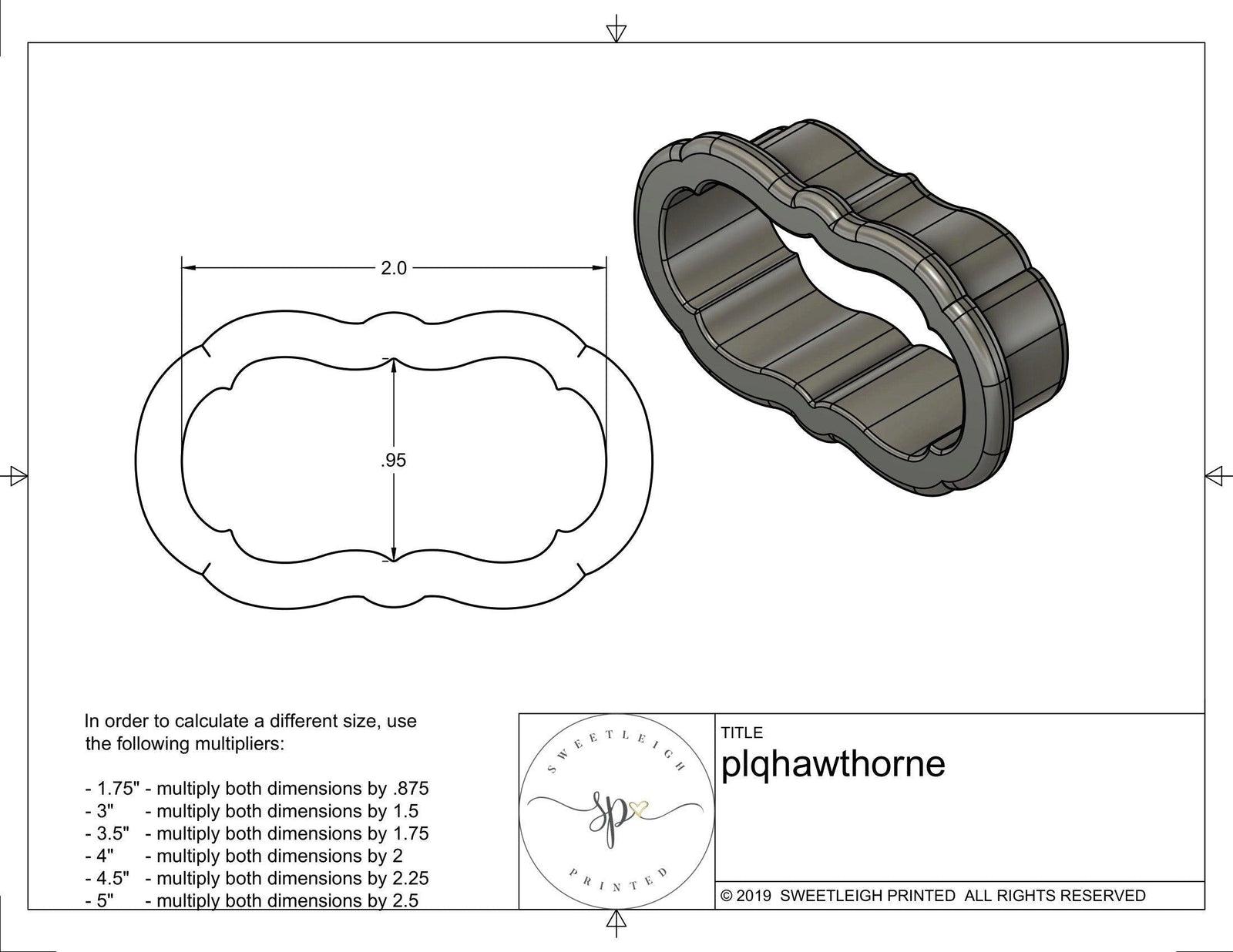 Hawthorne Plaque Cookie Cutter - Sweetleigh 