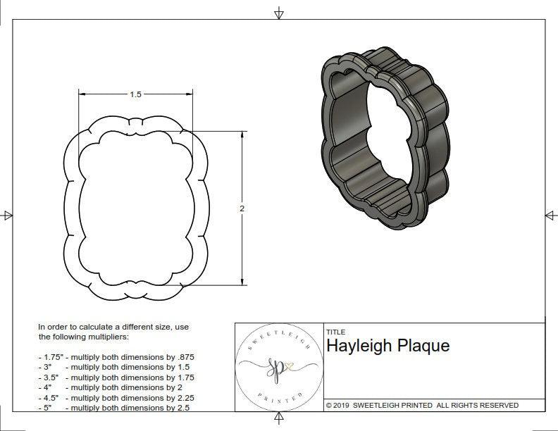Hayleigh Plaque Cookie Cutter - Sweetleigh 