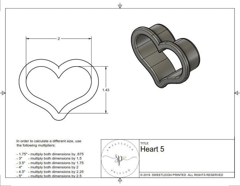 Heart 5 Cookie Cutter - Sweetleigh 