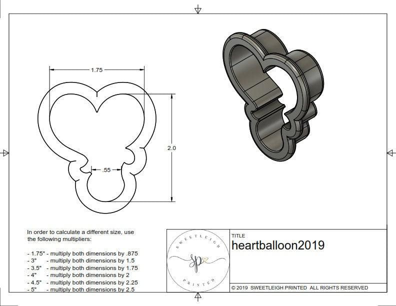 Heart Balloon 2019 Cookie Cutter - Sweetleigh 