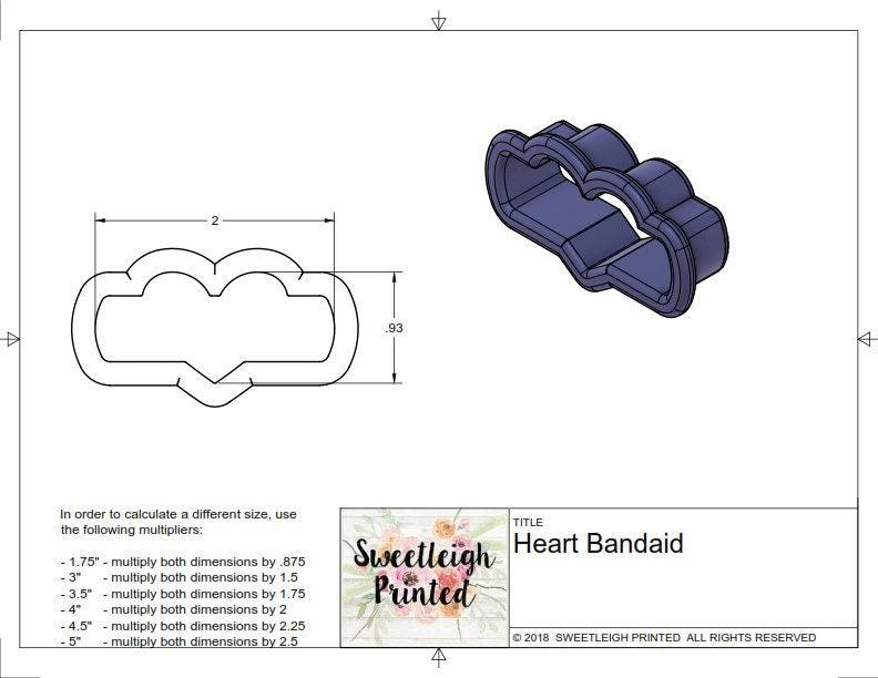 Heart Bandaid Cookie Cutter - Sweetleigh 